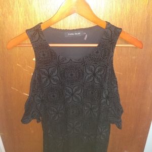 Ivanka Trump- Black Velvet cold-shoulder top